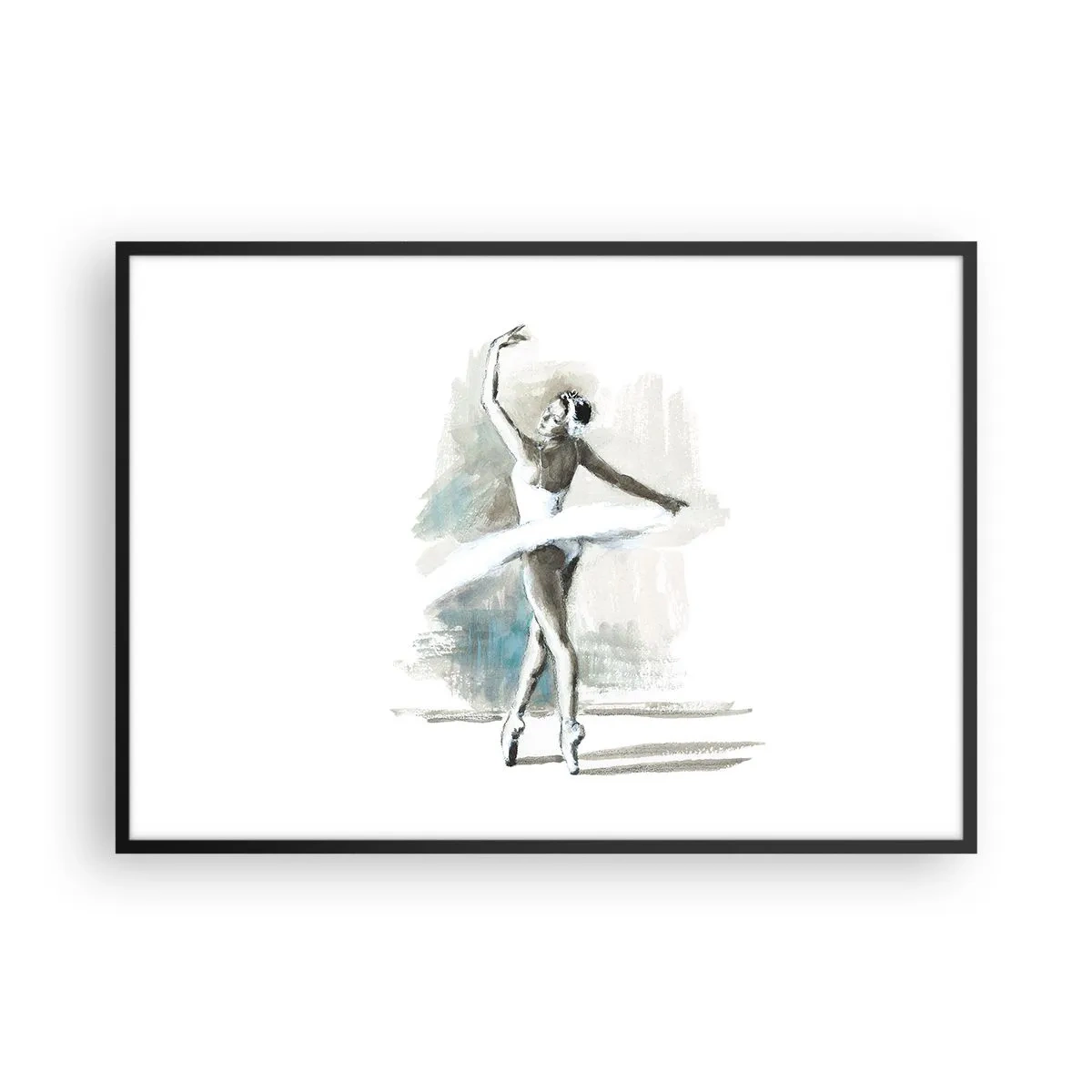 Poster în ramă neagră - Fermecată într-o lebădă - 100x70 cm