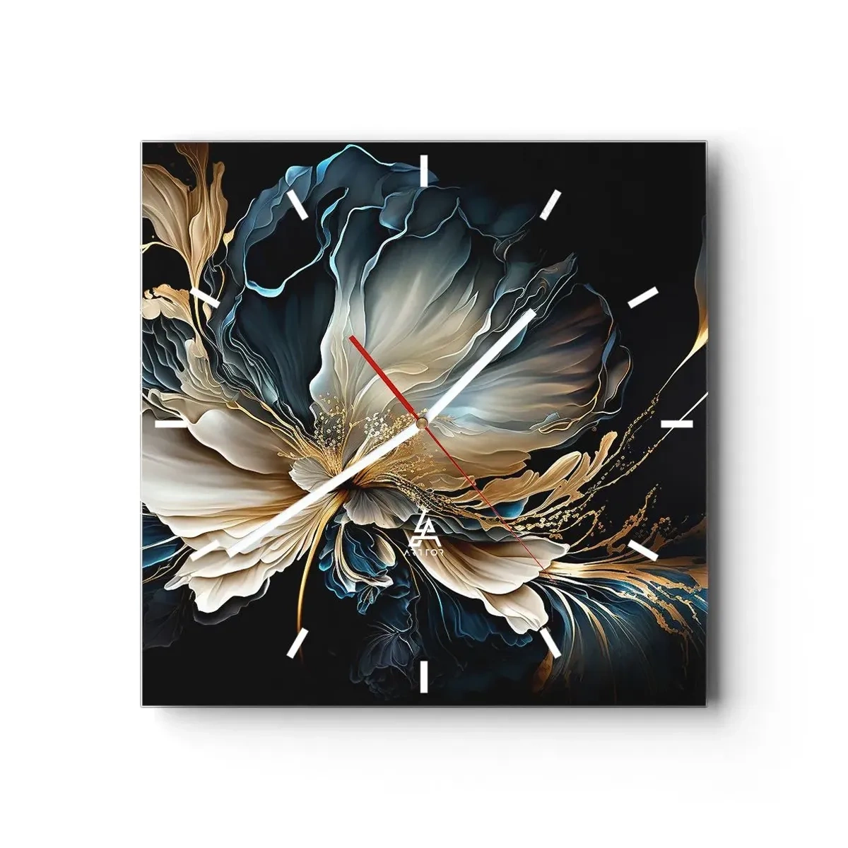 Ceas de perete - Ceas pe sticlă - Povestea unei flori de iubire - 40x40 cm
