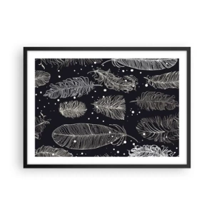 Poster în ramă neagră - Dantelă cu pene - 70x50 cm