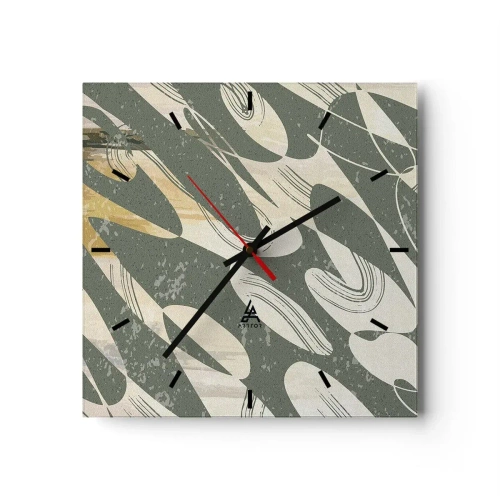 Ceas de perete - Ceas pe sticlă - Abstracție ritmică - 30x30 cm