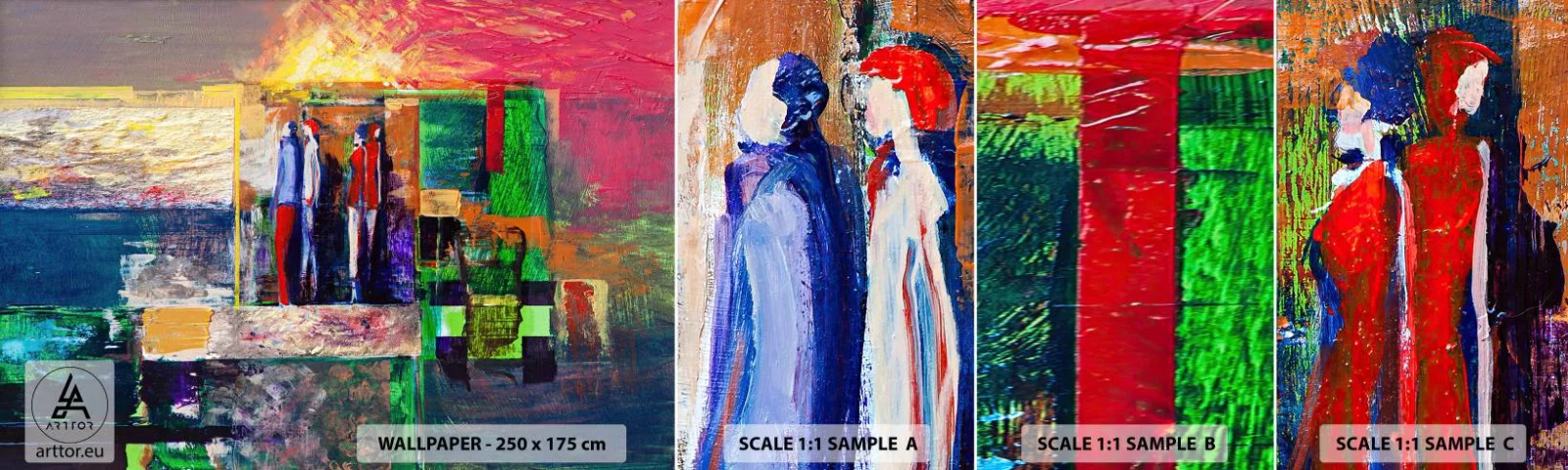 Mostră de Tapet Standard Eco - Relații și emoții - Abstracția, oameni, Bucată - 100x30 cm