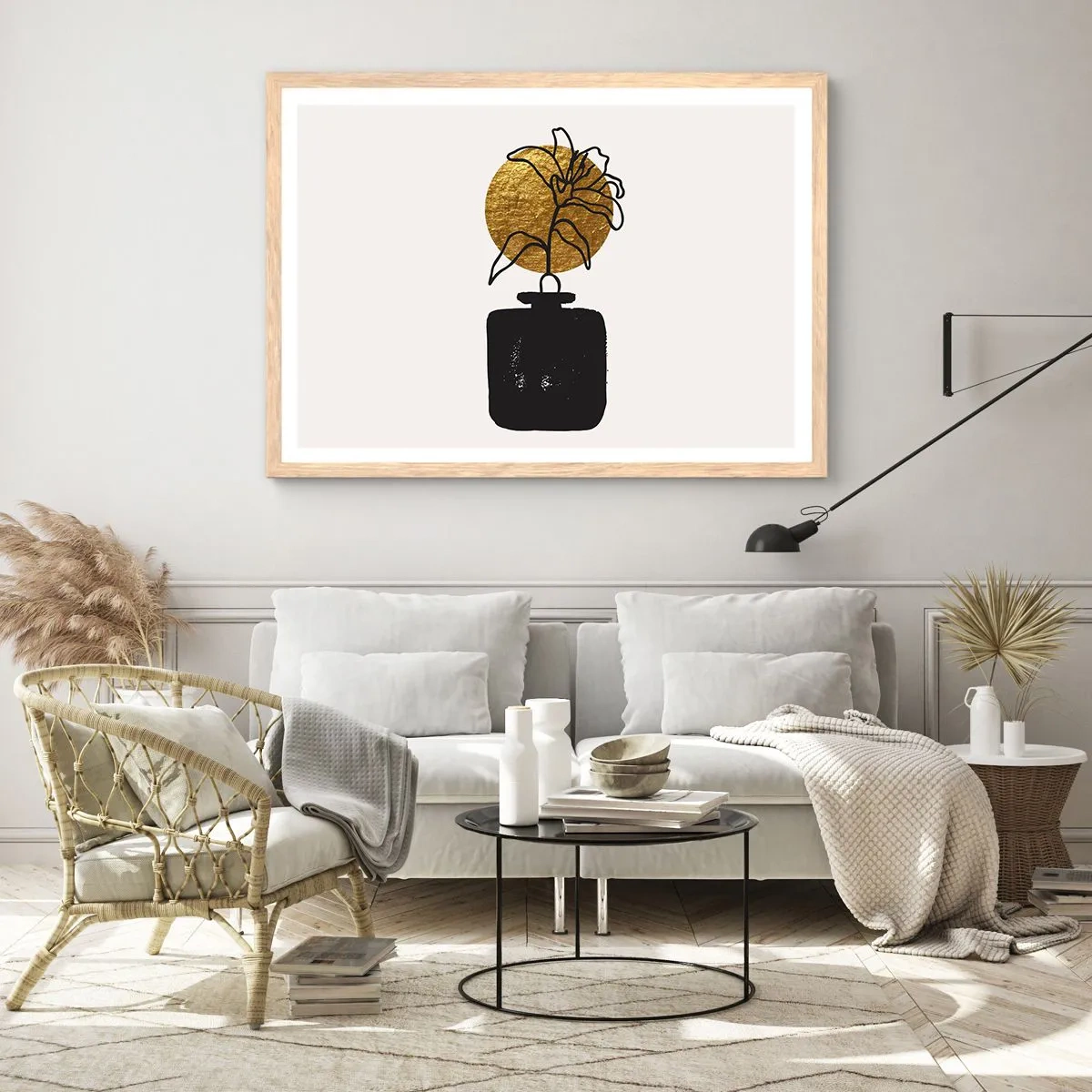 Poster în ramă de stejar deschis - Cât cântărește aurul? - 50x40 cm