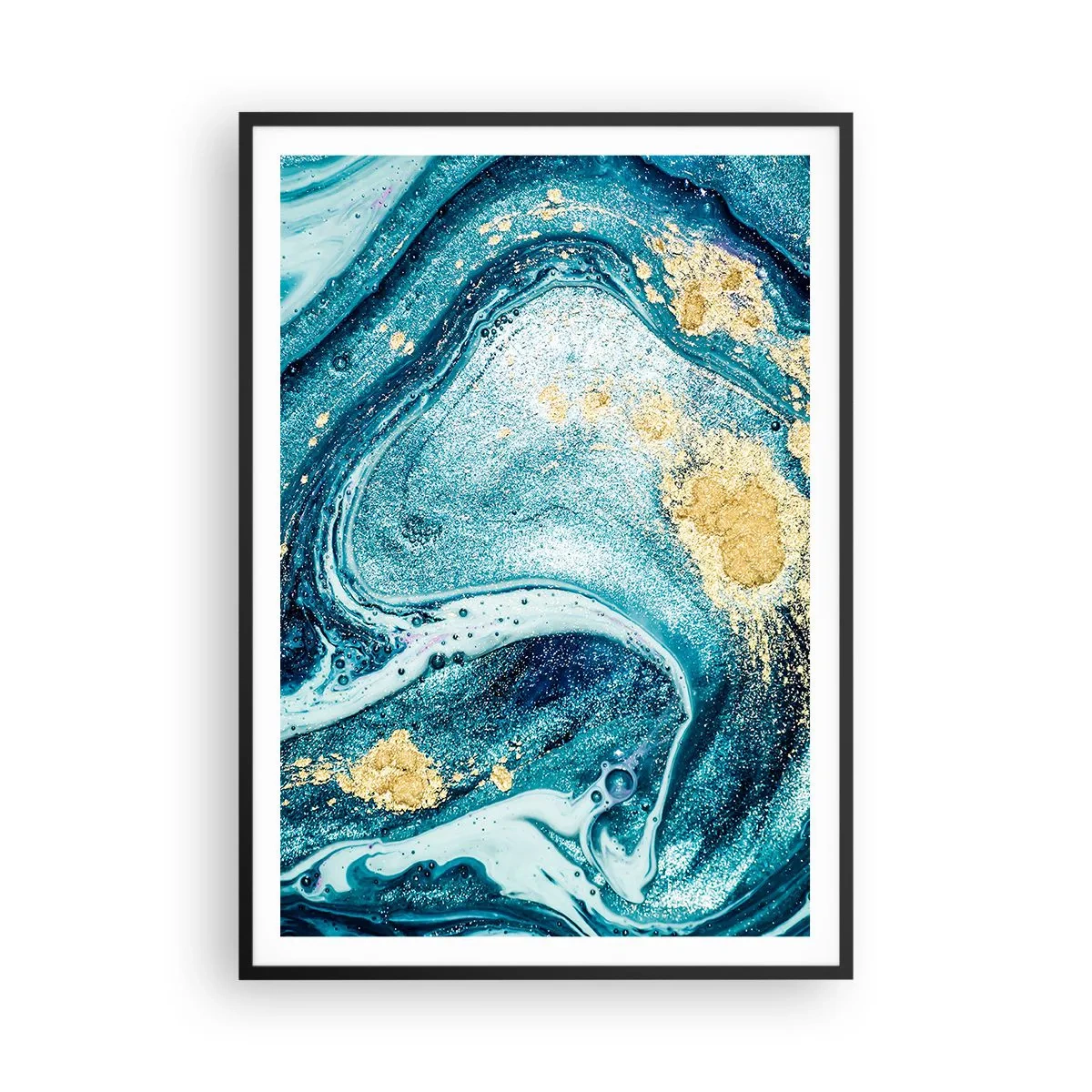 Poster în ramă neagră - Vârtej albastru - 70x100 cm