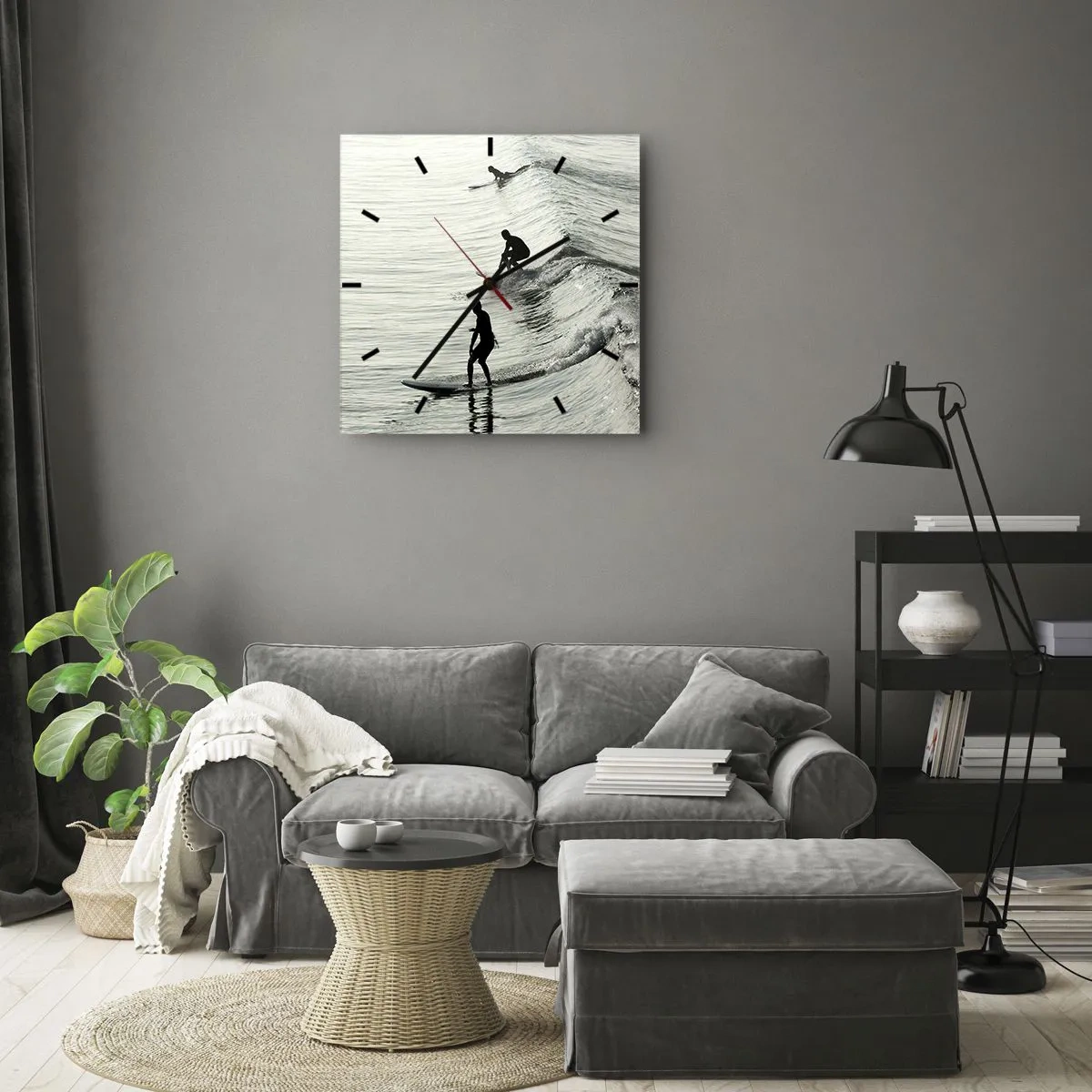 Ceas de perete - Ceas pe sticlă - Pentru a întâmpina valul - 40x40 cm