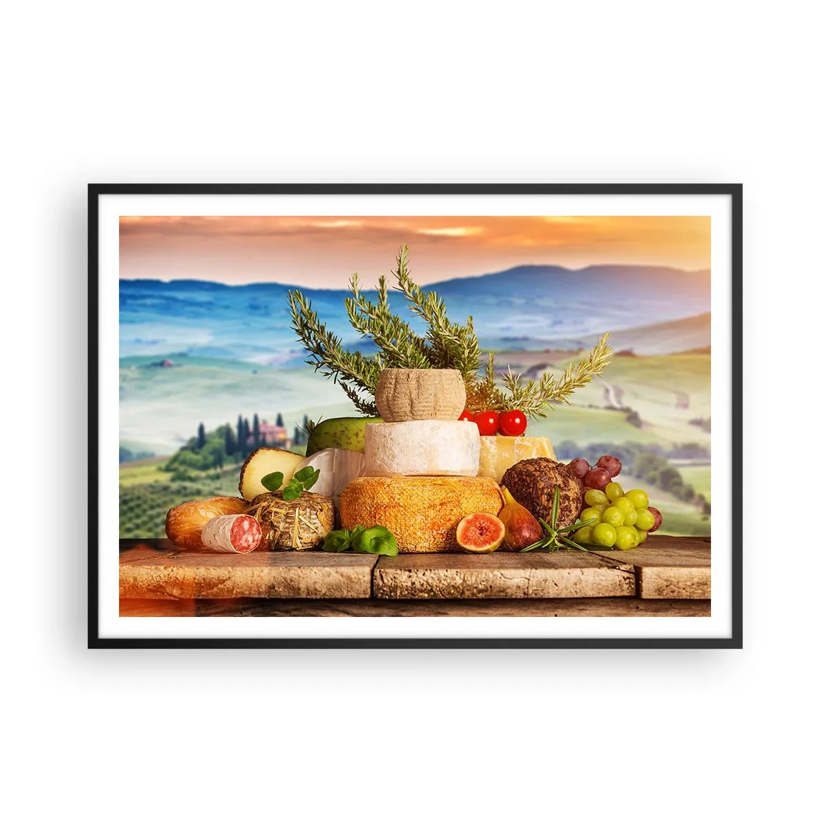 Poster în ramă neagră - Bucurie de viață în stil italian - 100x70 cm