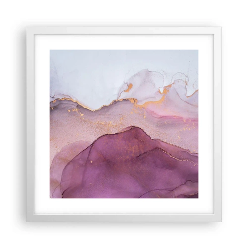 Poster în ramă albă - Valuri de liliac și violet - 40x40 cm