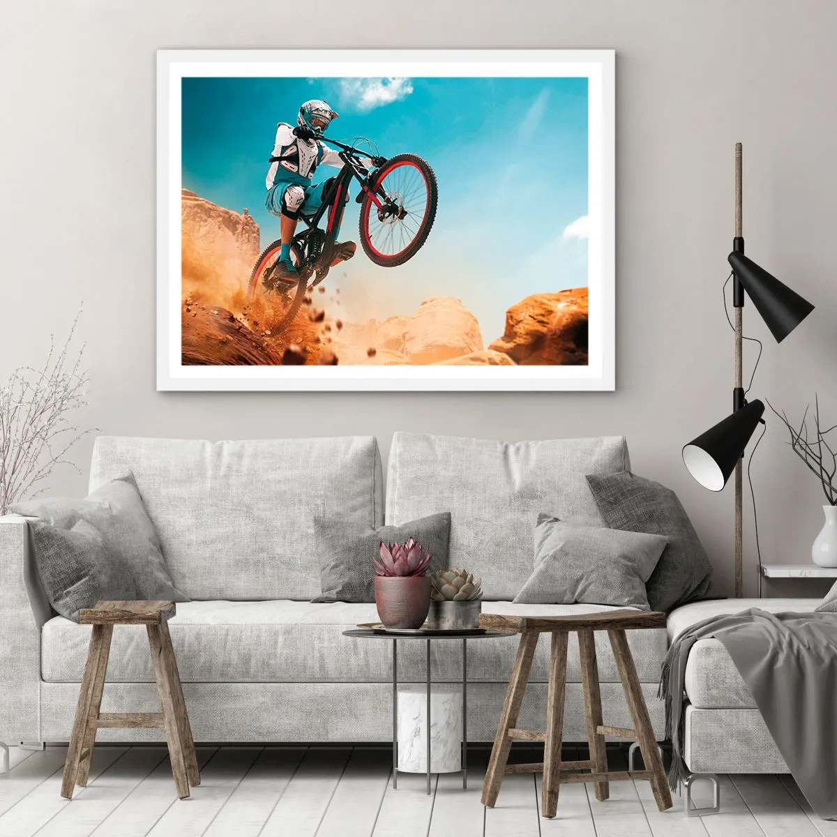 Poster în ramă albă - Nebunia demonului bicicletei - 91x61 cm