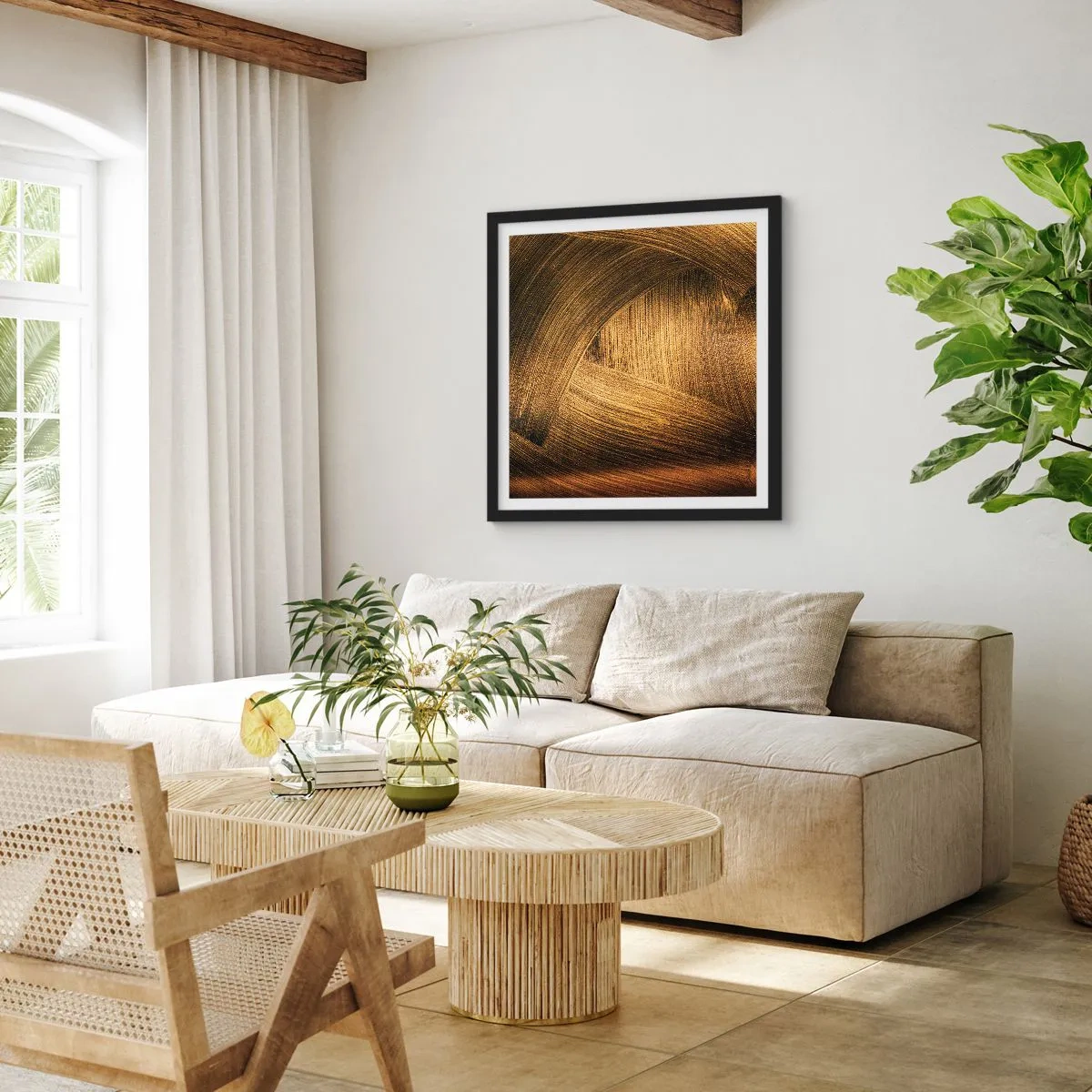 Poster în ramă neagră - Într-un labirint de aur - 60x60 cm