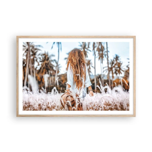 Poster în ramă de stejar deschis - Născută din puful de iarbă - 91x61 cm
