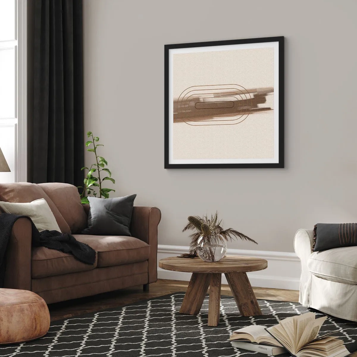 Poster în ramă neagră - O adiere de gri - 60x60 cm