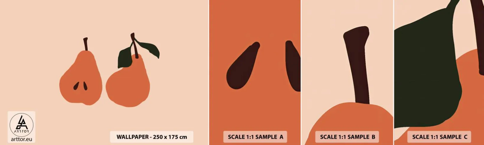 Mostră tapet autocolant Deluxe Sticker - Dulceața în sine - Pară, Fructe, Minimalist - 100x30 cm