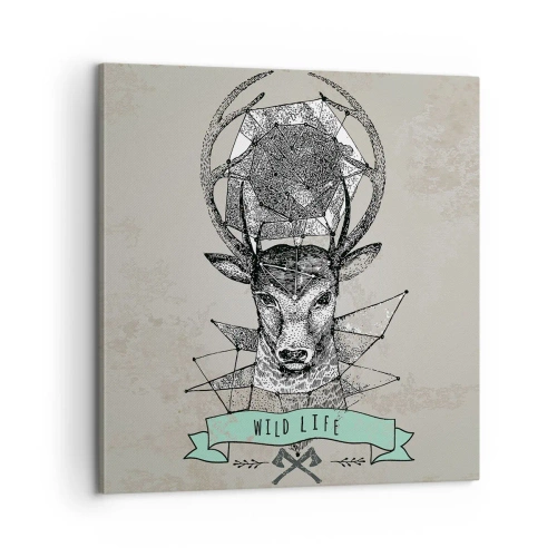 Tablou pe pânză - Viziunea Sfântului Hubertus - 60x60 cm