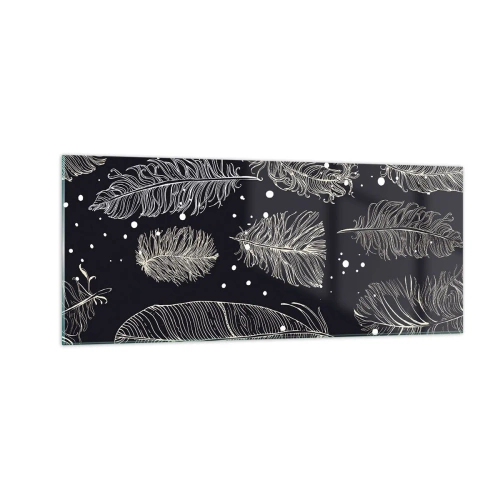 Tablou pe sticlă - Dantelă cu pene - 100x40 cm