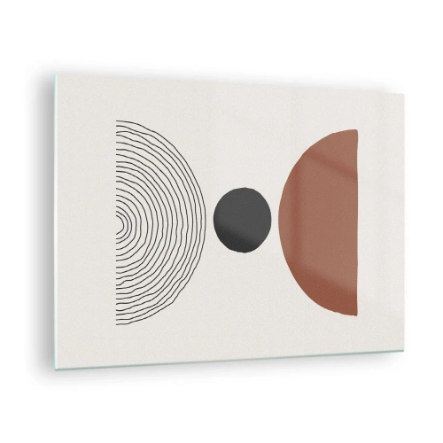 Tablou pe sticlă - Forme geometrice abstracte pe un fundal deschis - 70x50cm - În centrul atenției - Decorațiune modernă pentru perete pentru living și dormitor ARTTOR