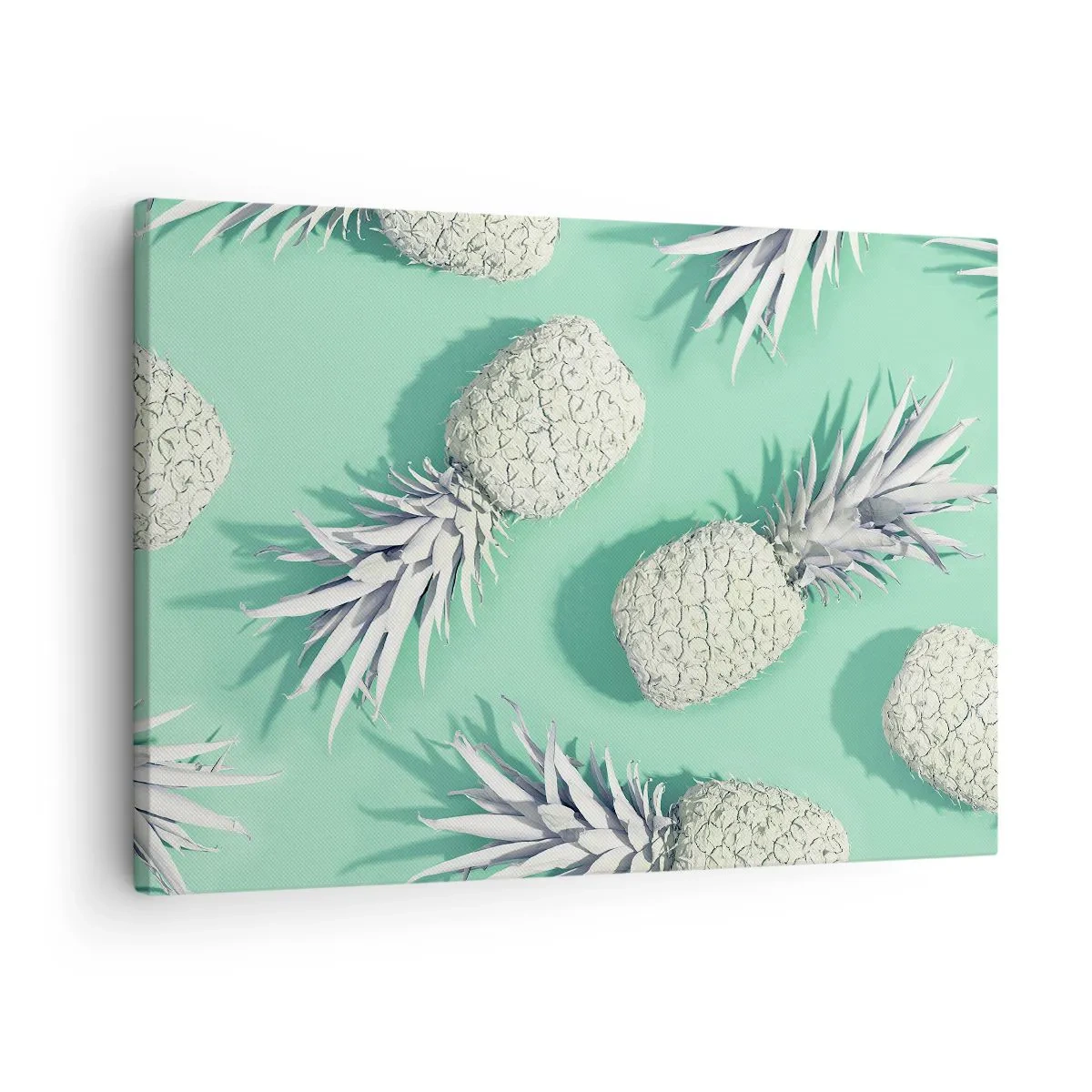 Tablou pe pânză Canvas - Ananas alb pe fundal pastelat în stil minimalist - 70x50cm - Merge bine cu mentă - Decorațiune modernă pentru perete pentru living și dormitor ARTTOR