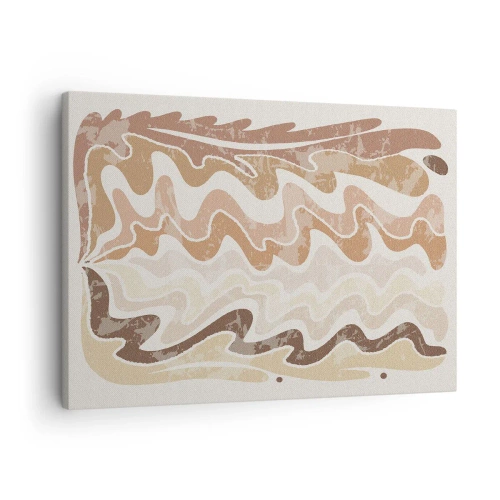 Tablou pe pânză Canvas - Linii abstracte ondulate în nuanțe de bej - 70x50cm - Energie bună - emoții bune - Decorațiune modernă pentru perete pentru living și dormitor ARTTOR