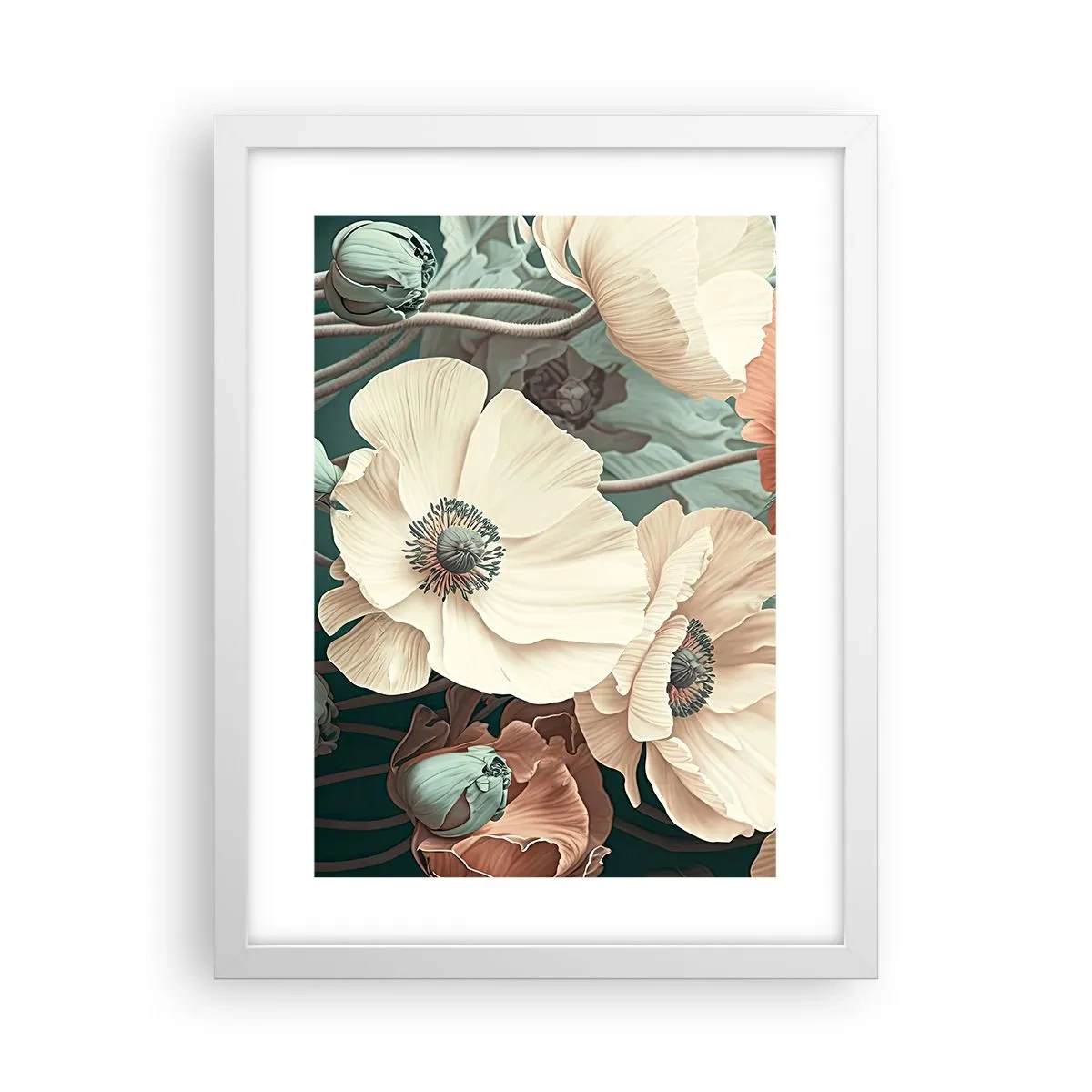 Poster în ramă albă - Șoapta macilor - 30x40 cm