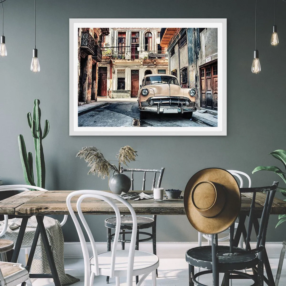 Poster în ramă albă - O siestă în Havana - 100x70 cm