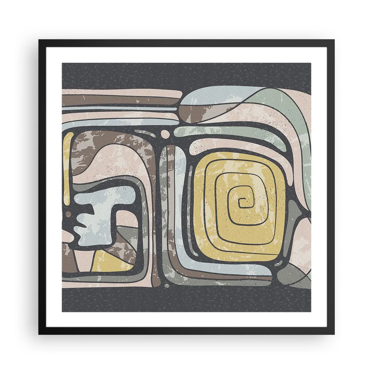 Poster în ramă neagră - Abstracție în spirit precolumbian - 60x60 cm