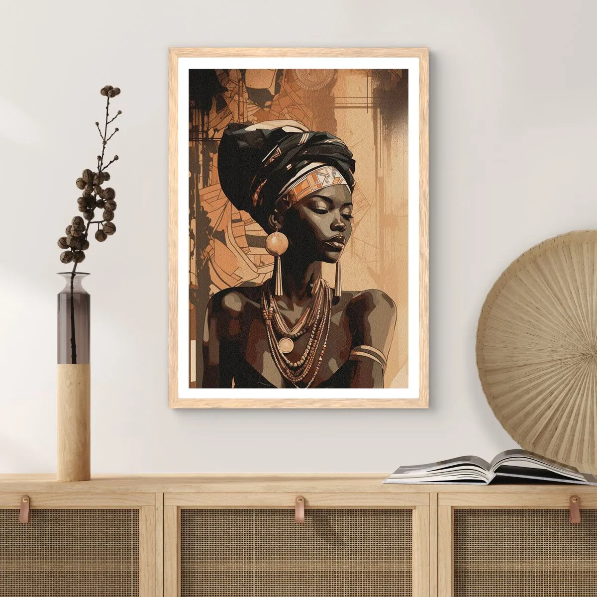 Poster în ramă de stejar deschis - Maiestatea africană - 50x70 cm