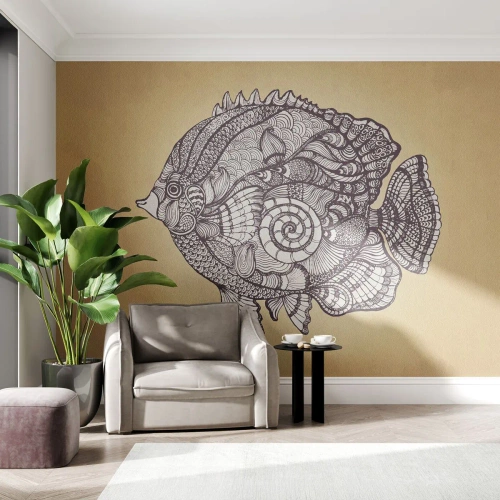 Tapet Premium Canvas - Dintr-un ocean de ornamente - Peşte, Ornament, Decor - 250x175 cm