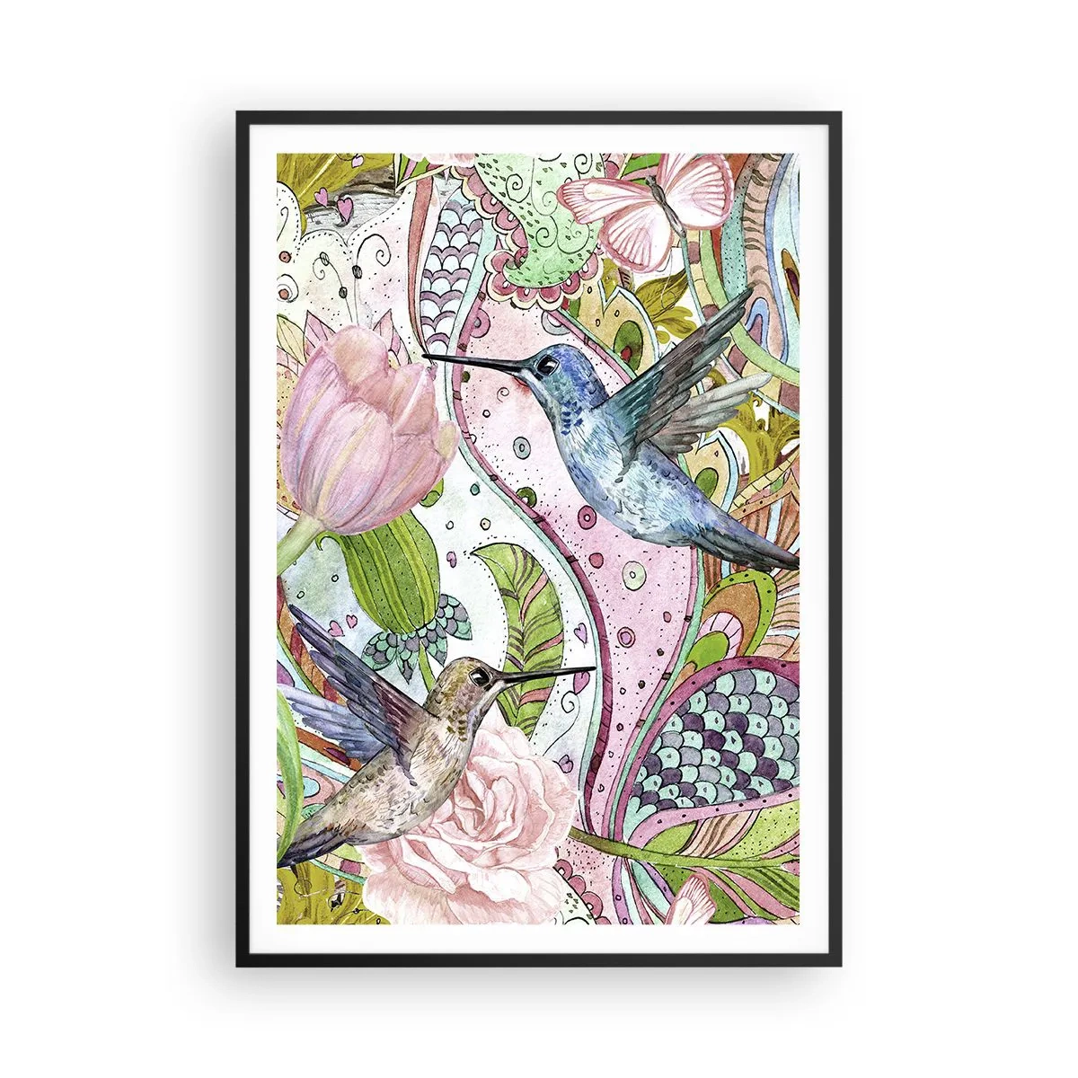 Poster în ramă neagră - Încurcat în viță de vie - 70x100 cm