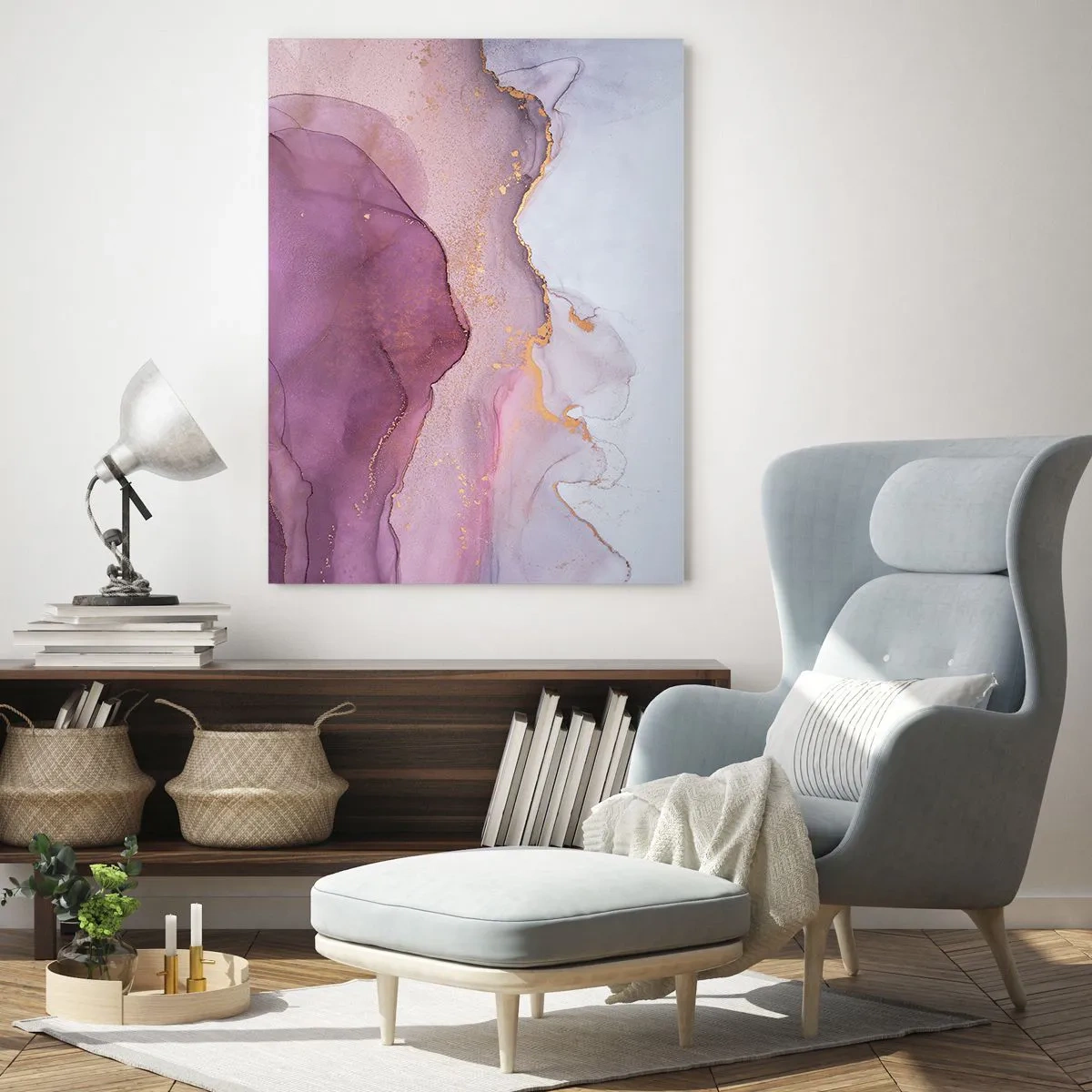 Tablou pe sticlă - Valuri de liliac și violet - 50x70 cm