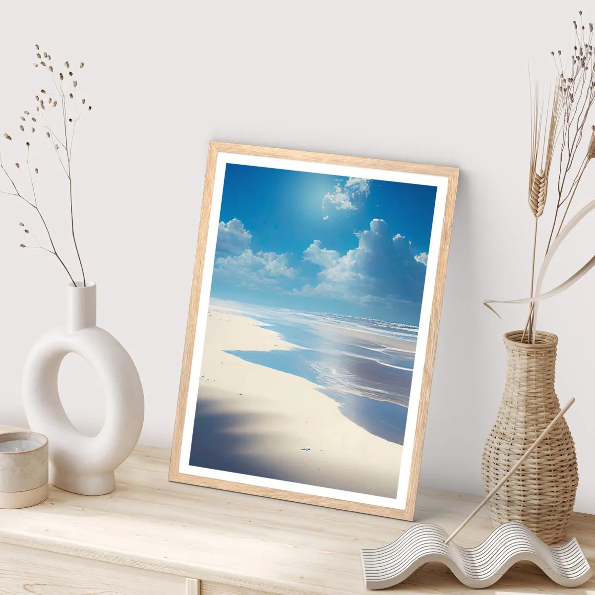 Poster în ramă de stejar deschis - Vacanță în paradis - 70x100 cm