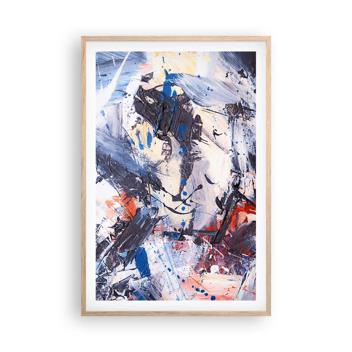 Poster în ramă de stejar deschis - Dansul nebun al abstracției - 61x91 cm