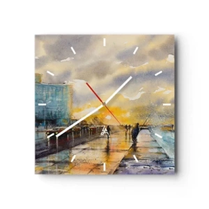 Ceas de perete - Ceas pe sticlă - Viața pe țărm - 40x40 cm