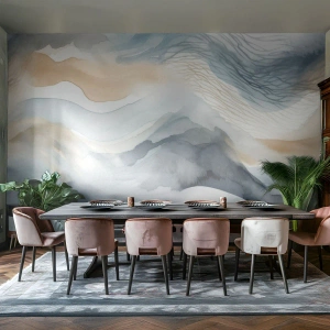 Tapet Autoadeziv Deluxe Sticker - Abstracție de zăpadă și ceață - Bucată, Acuarelă, Minimalism - 250x175 cm