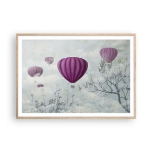 Poster în ramă de stejar deschis - Ca niște nave pe cer - 100x70 cm