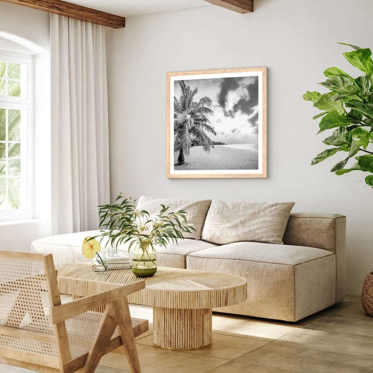 Poster în ramă de stejar deschis - Când tânjești după singurătate... - 60x60 cm