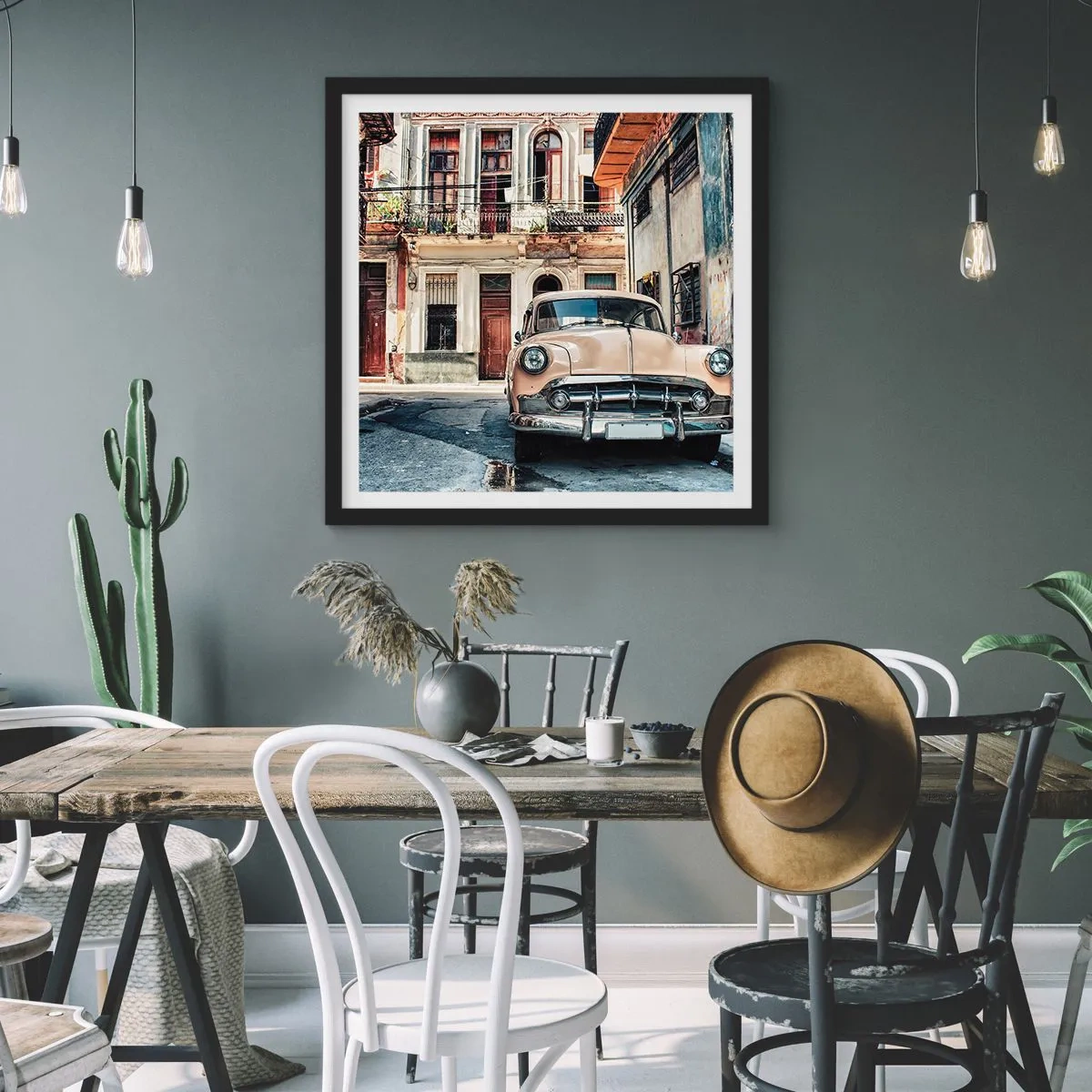 Poster în ramă neagră - O siestă în Havana - 50x50 cm