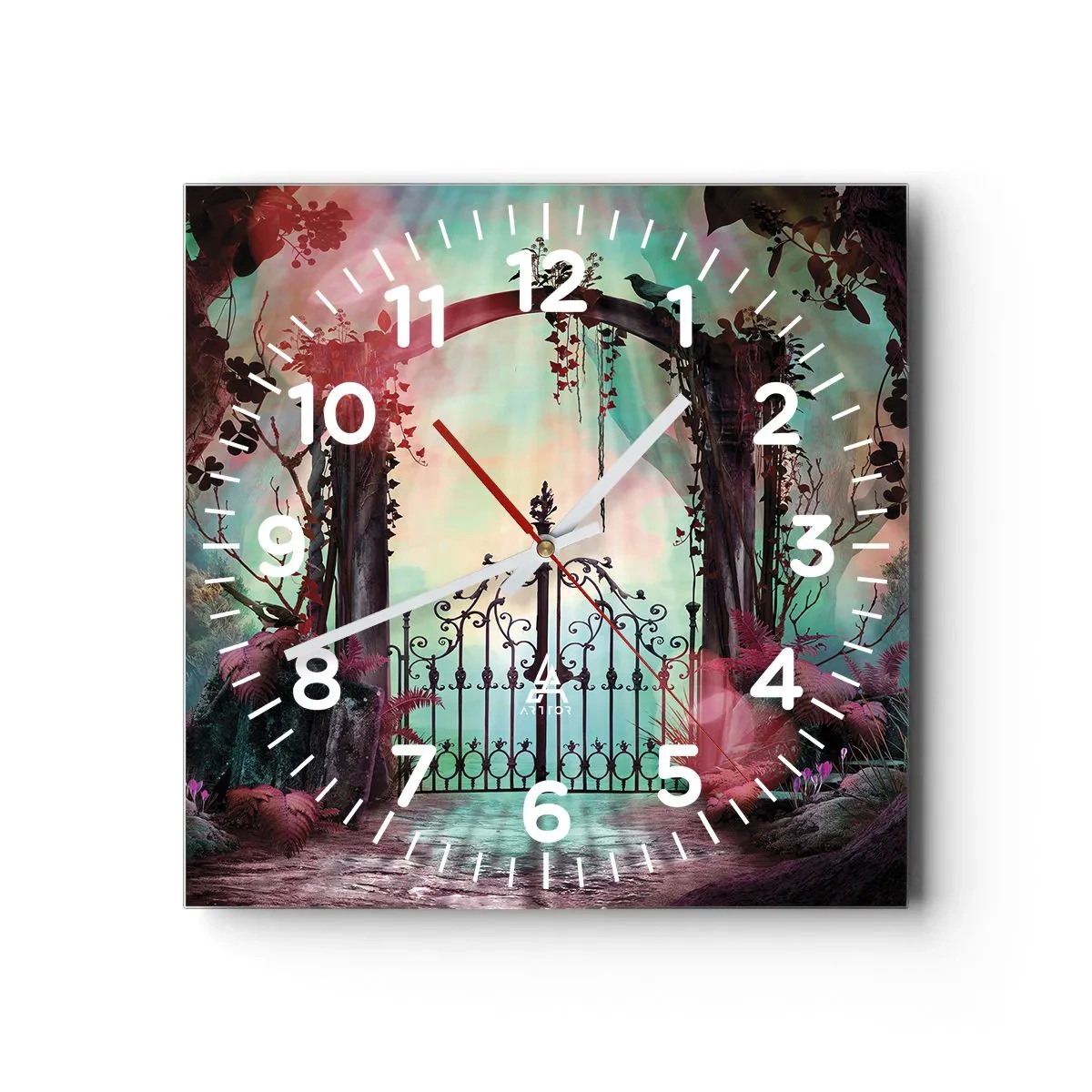 Ceas de perete - Ceas pe sticlă - Grădina secretă - 30x30 cm
