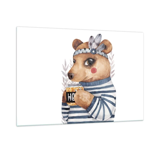 Tablou pe sticlă - Ursoaică dulce - 120x80 cm