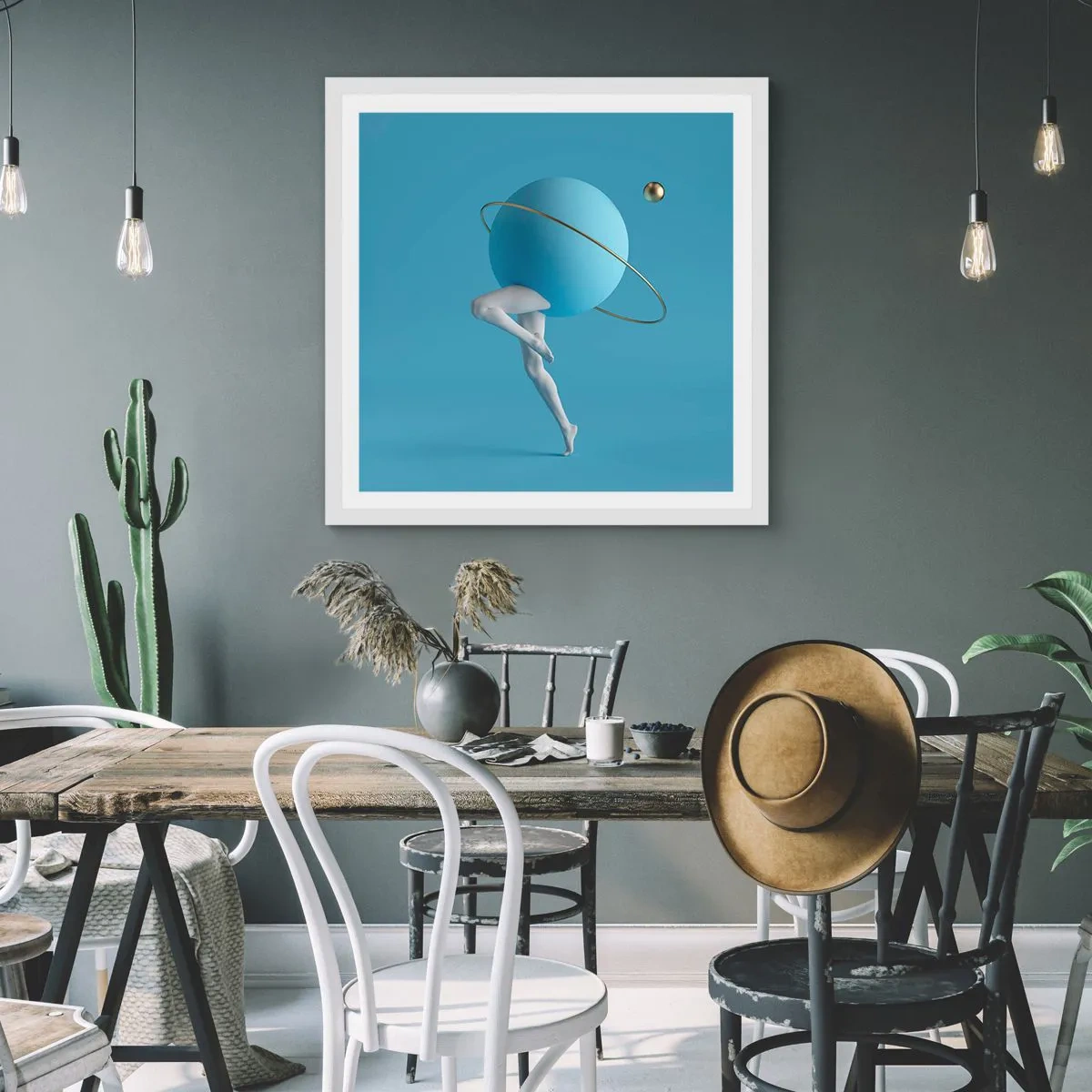 Poster în ramă albă - Și planetele o iau razna - 60x60 cm