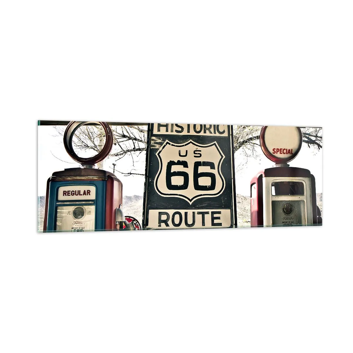 Tablou pe sticlă - O călătorie americană retro - 90x30 cm