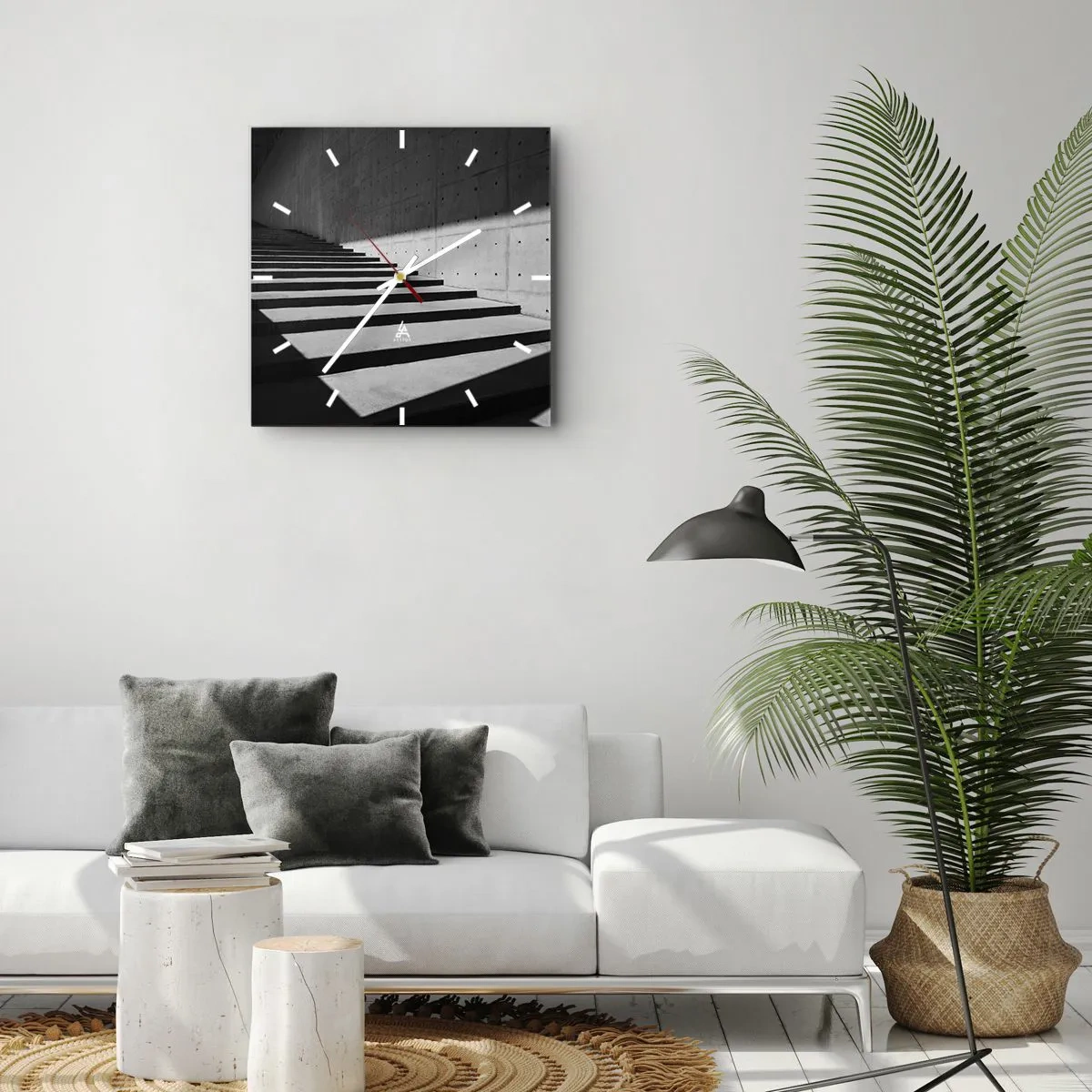 Ceas de perete - Ceas pe sticlă - Frumusețea brută a modernismului - 40x40 cm
