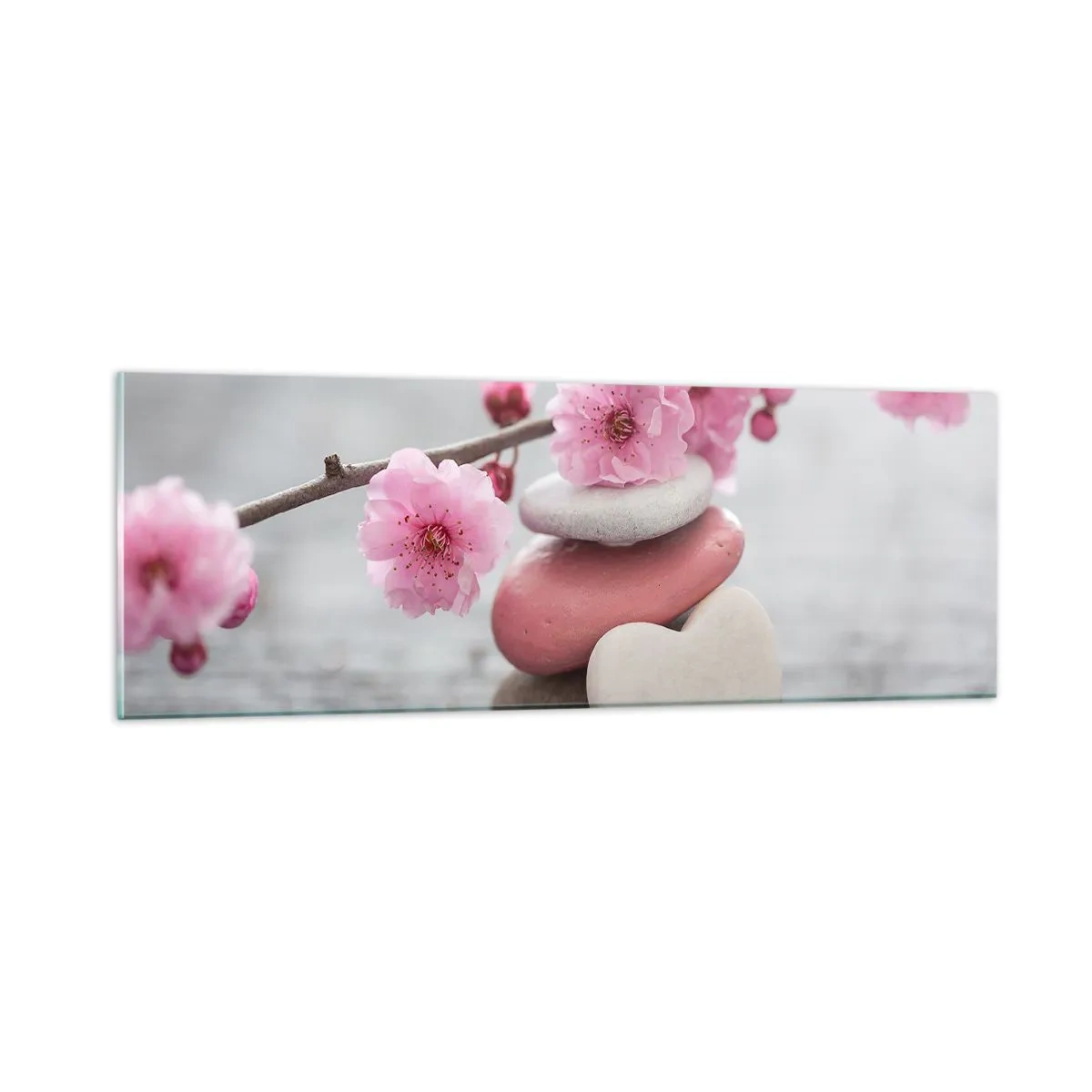 Tablou pe sticlă - Fericirea florilor de cireș - 90x30 cm