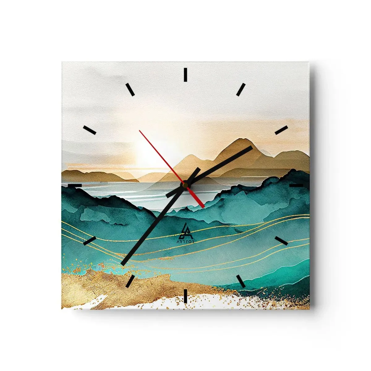 Ceas de perete - Ceas pe sticlă - La limita abstracției - peisaj - 40x40 cm
