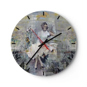 Ceas de perete - Ceas pe sticlă - O femeie într-o rochie în stil impresionist - 30x30cm - Clasică și modernă - Decorațiune modernă pentru perete pentru living, bucătărie și dormitor ARTTOR