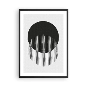 Poster în ramă neagră - Compoziție abstractă a unui cerc negru și linii verticale - 50x70cm - Alter ego-ul său - Decorațiune modernă pentru perete pentru living și dormitor ARTTOR
