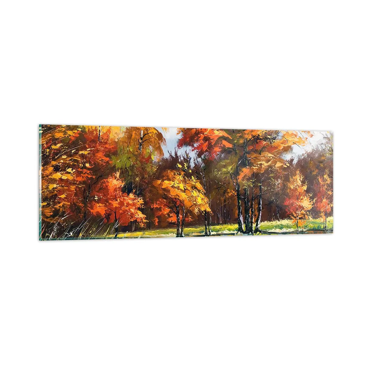 Tablou pe sticlă - Peisaj în aur și bronz - 90x30 cm