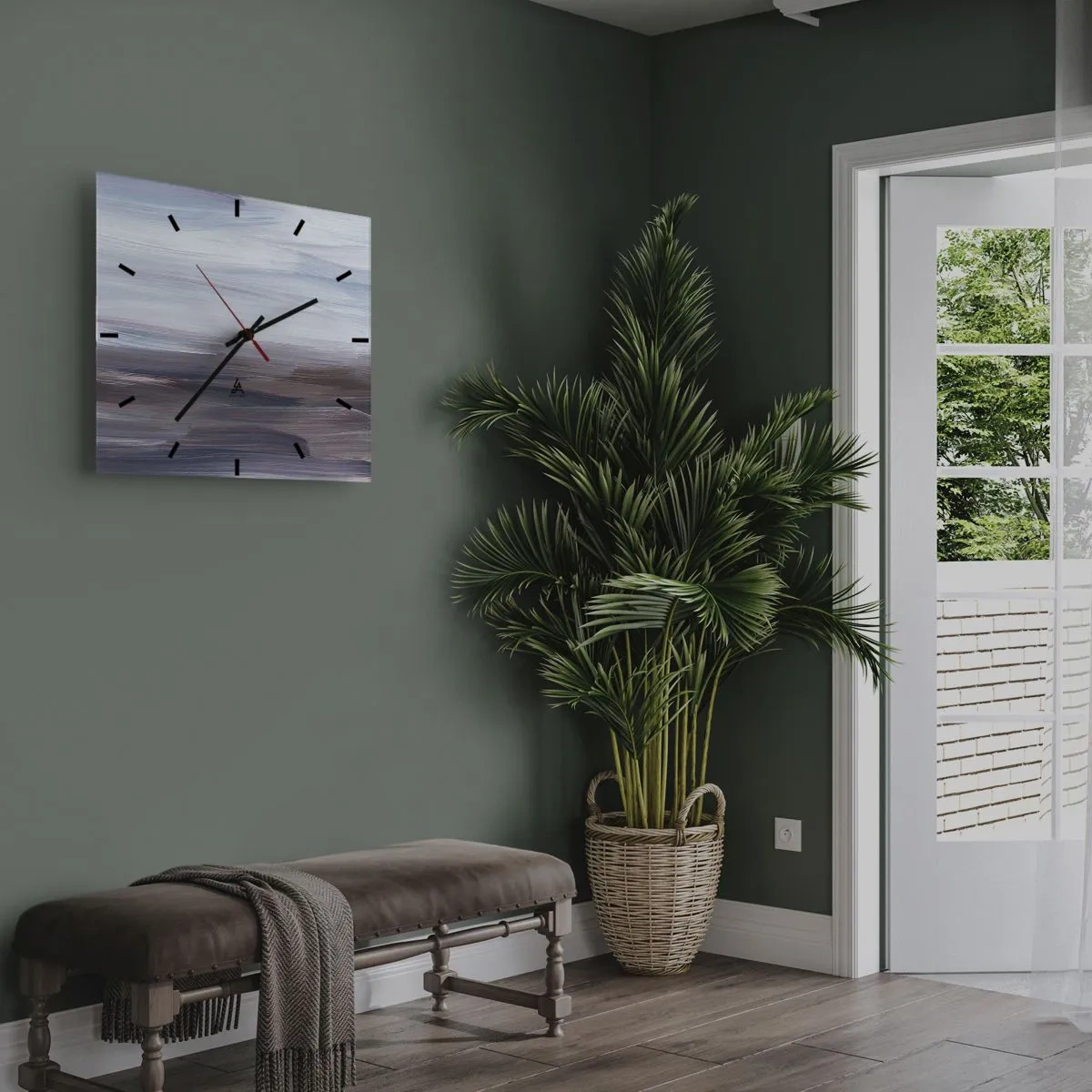 Ceas de perete - Ceas pe sticlă - Elemente: apă - 40x40 cm