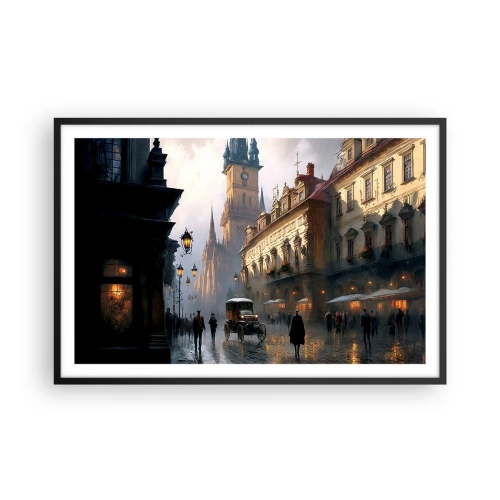 Poster în ramă neagră - Magia unei seri la Praga - 91x61 cm