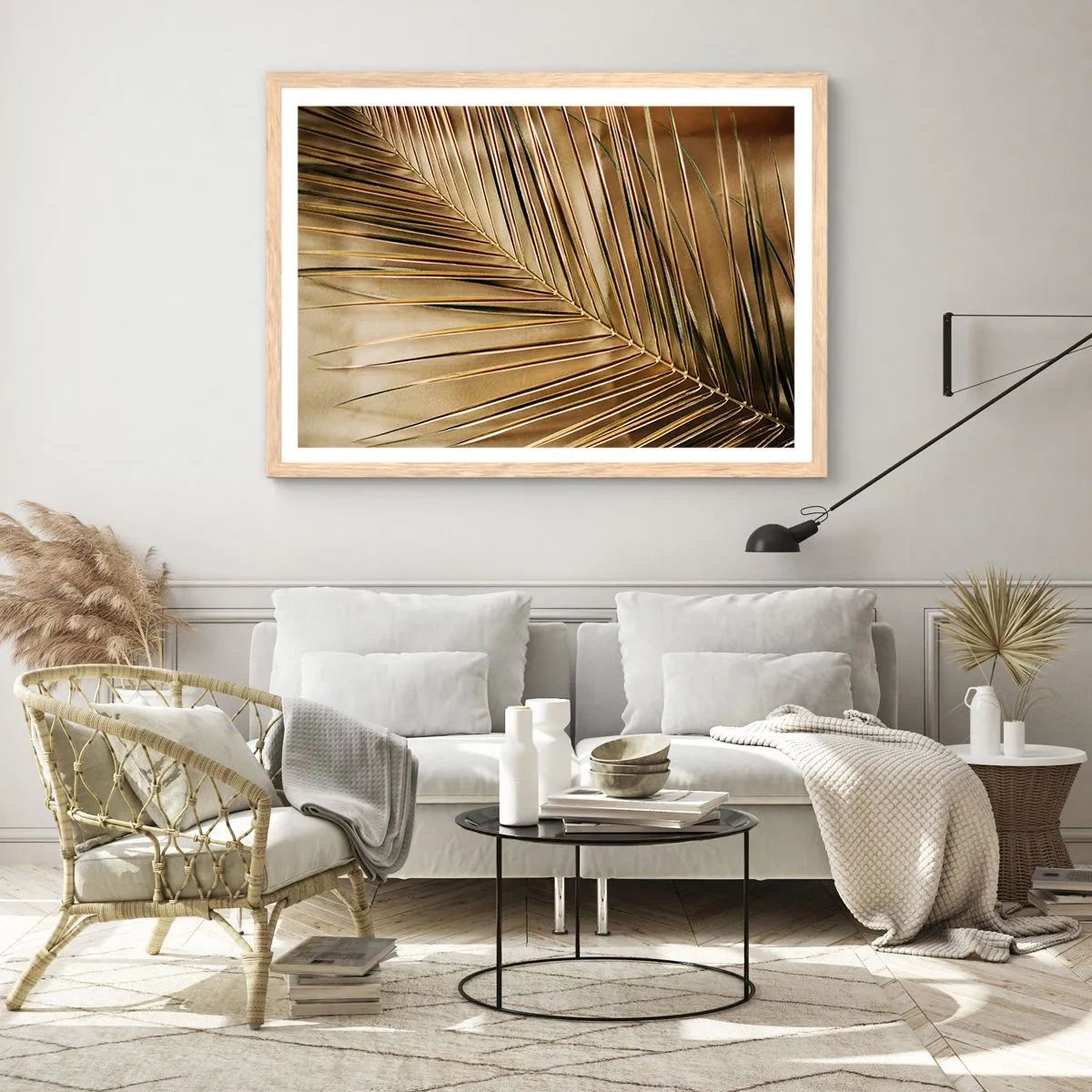 Poster în ramă de stejar deschis - Colonadă naturală - 100x70 cm