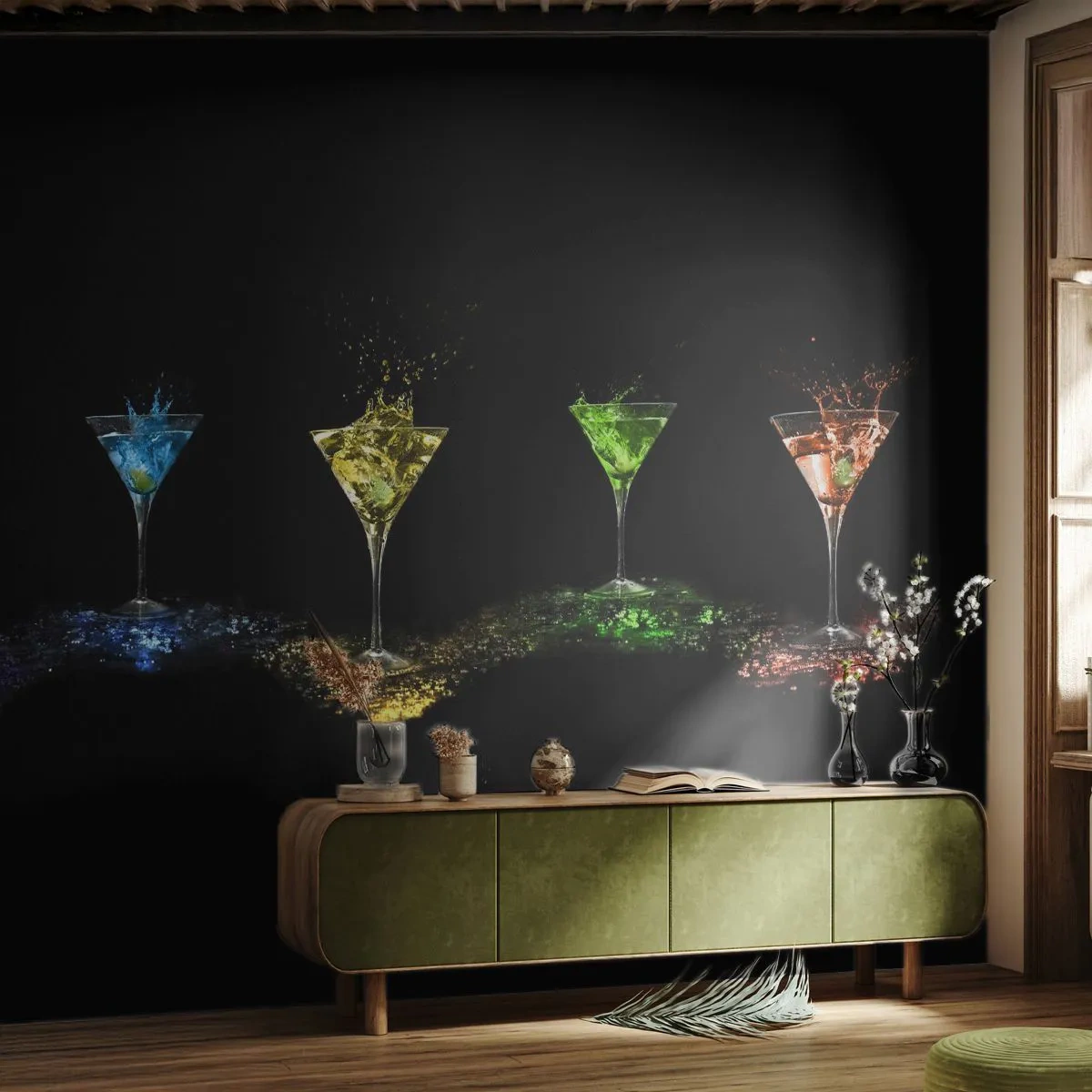 Tapet Premium Canvas - Culori de bucurie în sticla de cristal - Gastronomie, Cocktail, Băutură colorată - 250x175 cm