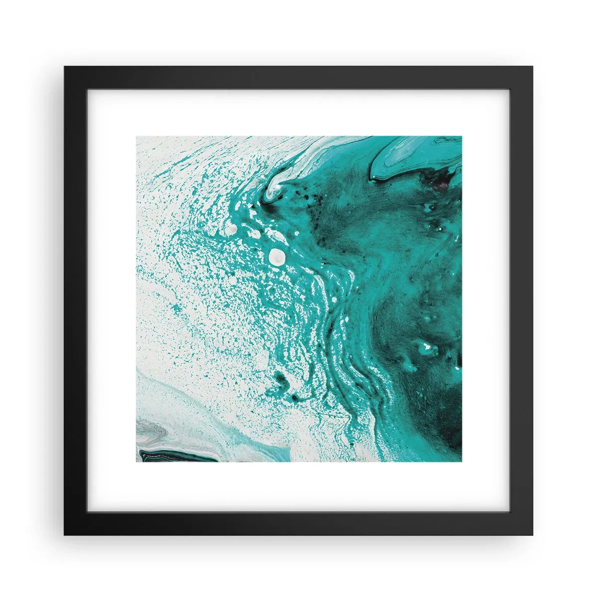 Poster în ramă neagră - Dizolvându-se în alb și turcoaz - 30x30 cm