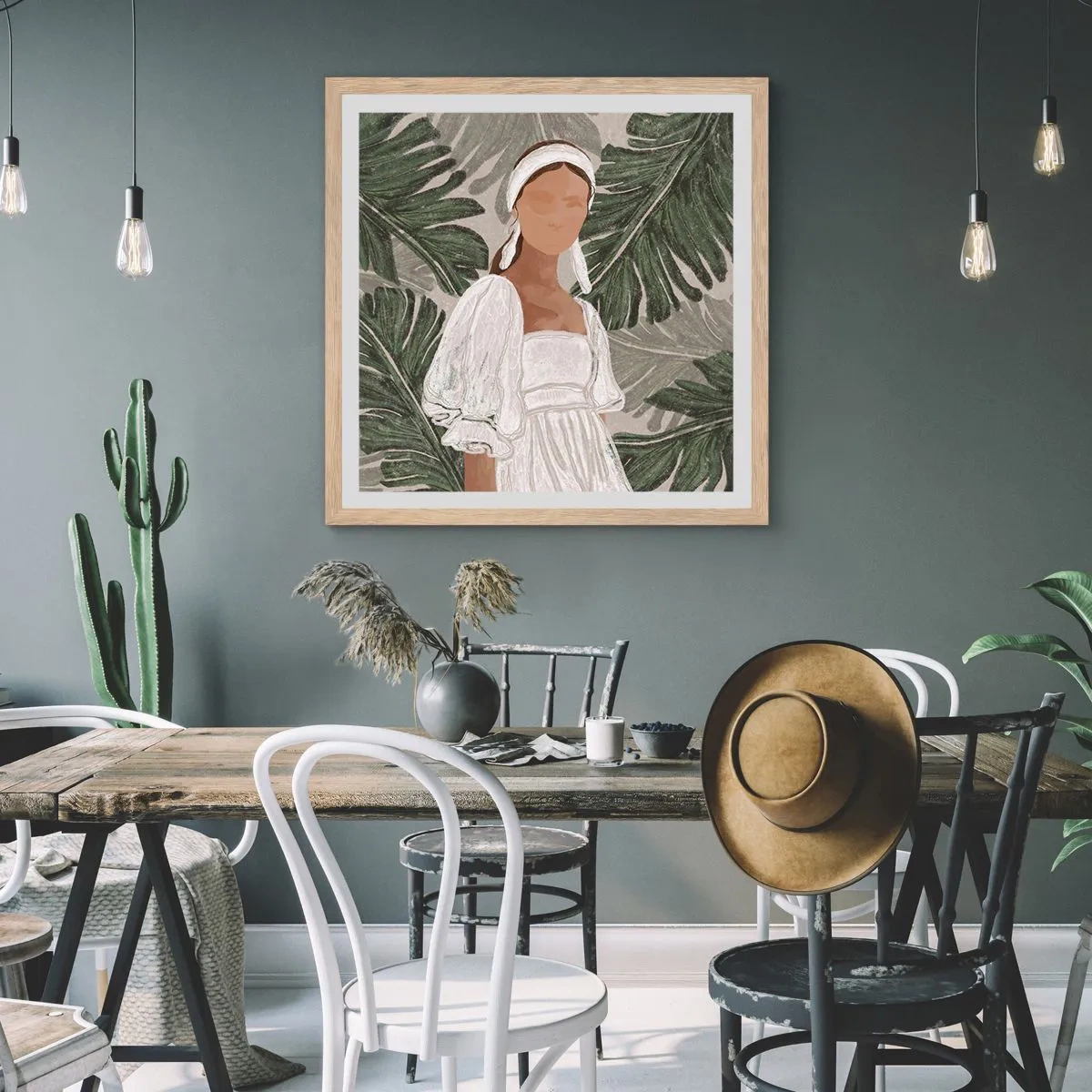 Poster în ramă de stejar deschis - Portret exotic - 30x30 cm